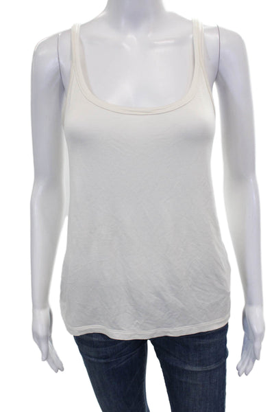 Max Mara Women Ivory Viscose Scoop Neck Sleeveless Basic Tank Size XL
