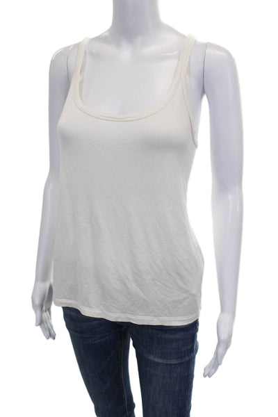 Max Mara Women Ivory Viscose Scoop Neck Sleeveless Basic Tank Size XL