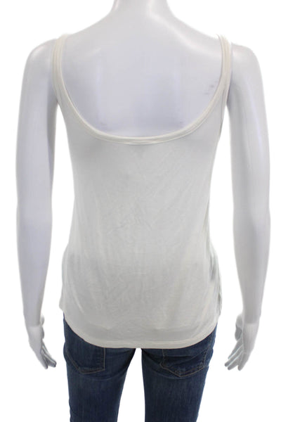 Max Mara Women Ivory Viscose Scoop Neck Sleeveless Basic Tank Size XL