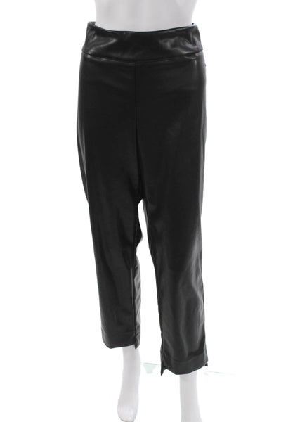 Estelle & Finn Women Black Faux Leather Ankle Pants Pull On Size 12