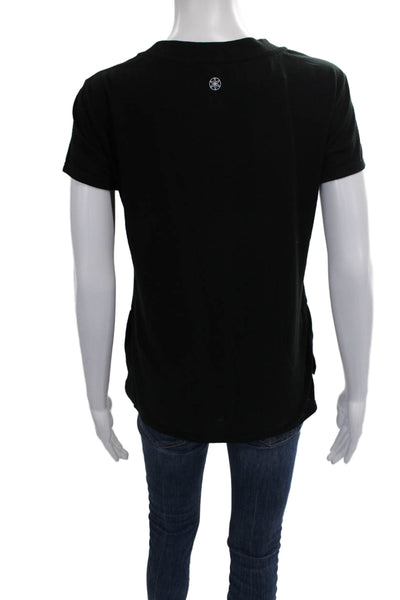 Gaiam Womens Basic Black Crew Neck Short Sleeve Polyester T-Shirt Size XS