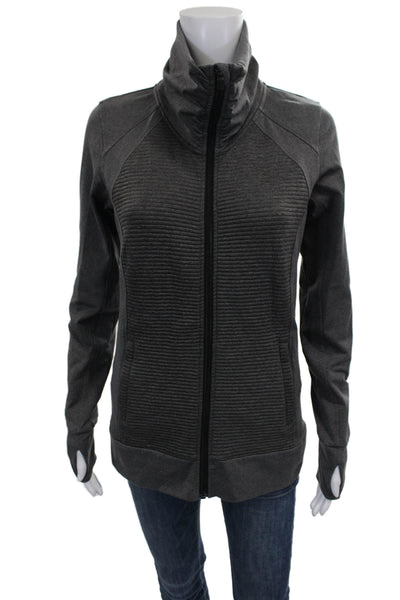 Athleta Womens Gray Track Jacket Long Sleeve Zip 88% Polyester Size S