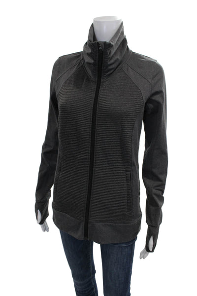 Athleta Womens Gray Track Jacket Long Sleeve Zip 88% Polyester Size S
