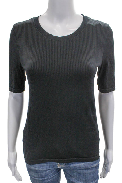 Athleta Women Basic Black Polyester Crew Neck Short Sleeve T-Shirt Size S