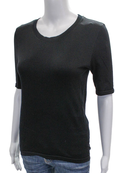 Athleta Women Basic Black Polyester Crew Neck Short Sleeve T-Shirt Size S
