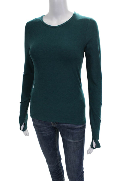 Beyond Yoga Women Basic Green Nylon Long Sleeve Crew Neck T-Shirt Size XS