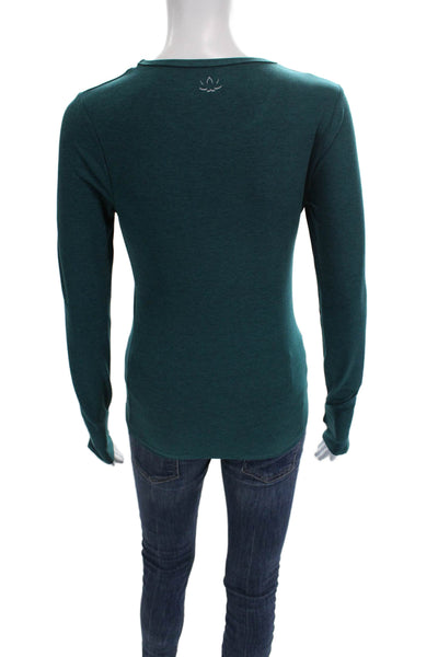 Beyond Yoga Women Basic Green Nylon Long Sleeve Crew Neck T-Shirt Size XS