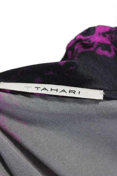 T Tahari Womens Silk Floral Cowl Neck Sleeveless Basic Blouse Black Size S