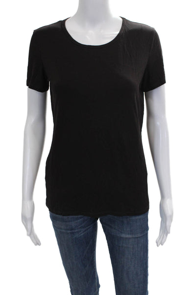 Max Mara Womens Black Basic Cotton Round Neck Short Sleeve T-Shirt Size L