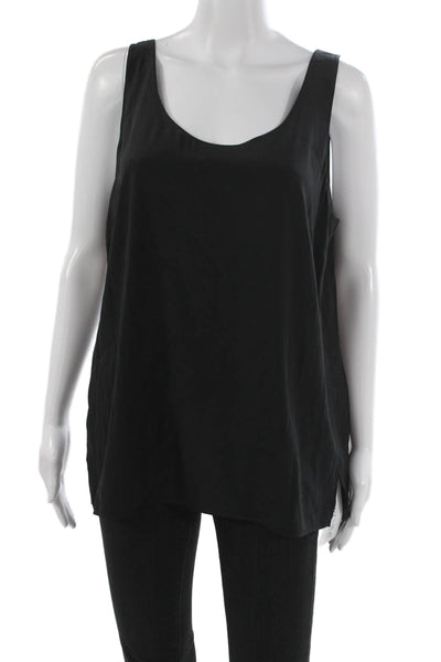 Vince Women Tunic Tank Black 95% Silk Scoop Neck Sleeveless Size L