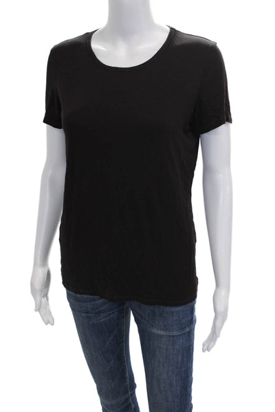 Max Mara Womens Black Basic Cotton Round Neck Short Sleeve T-Shirt Size L