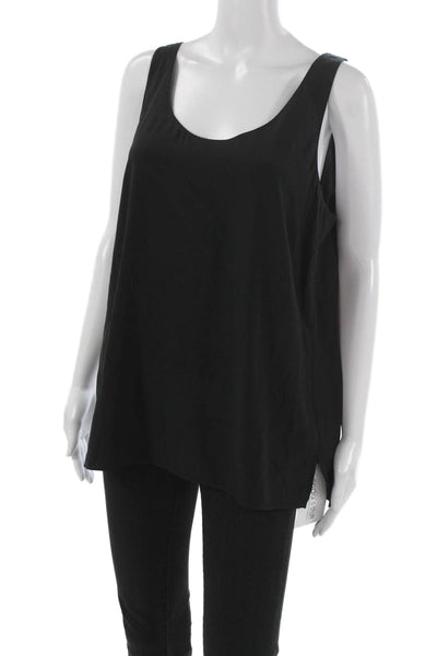Vince Women Tunic Tank Black 95% Silk Scoop Neck Sleeveless Size L