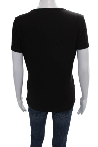 Max Mara Womens Black Basic Cotton Round Neck Short Sleeve T-Shirt Size L