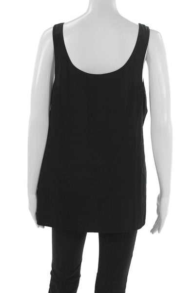 Vince Women Tunic Tank Black 95% Silk Scoop Neck Sleeveless Size L