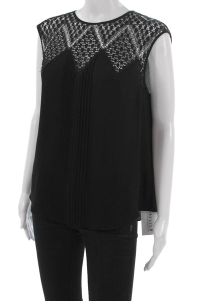 Karen Millen Womens Basic Sleeveless Viscose Black Round Neck Blouse Size S
