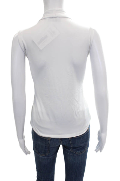T Tahari Womens Basic Sleeveless V-Neck Polyester Blouse White Size S