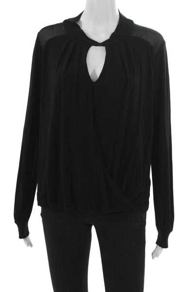 Karen Millen Womens Blouse Black Viscose Cowl Neck Long Sleeve Size 12