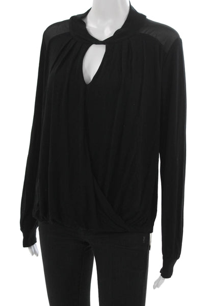 Karen Millen Womens Blouse Black Viscose Cowl Neck Long Sleeve Size 12