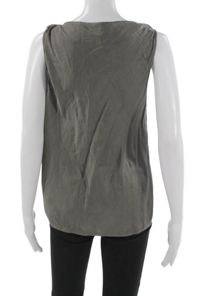 Theory Womens Silk Cowl Neck Sleeveless Blouse Gray Pullover Size L
