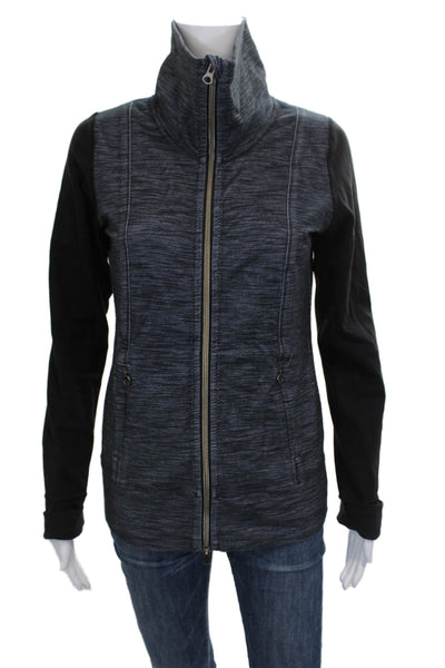Lululemon Women Track Jacket Gray Flecked Zip Long Sleeve Size 6