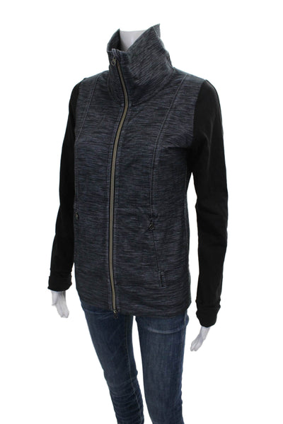 Lululemon Women Track Jacket Gray Flecked Zip Long Sleeve Size 6