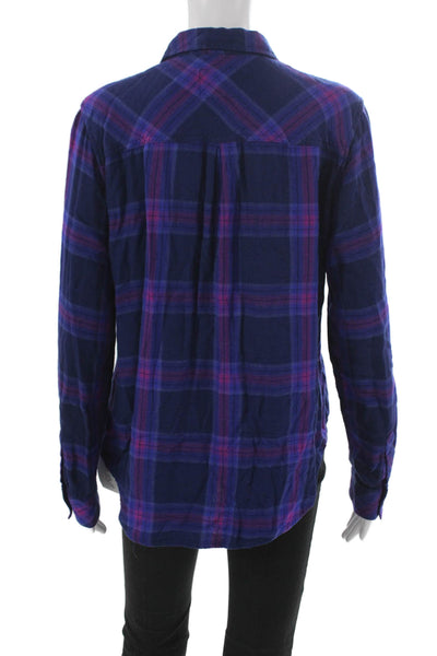 Rails Womens Plaid Collared Button-Up Rayon Long Sleeve Top Size M