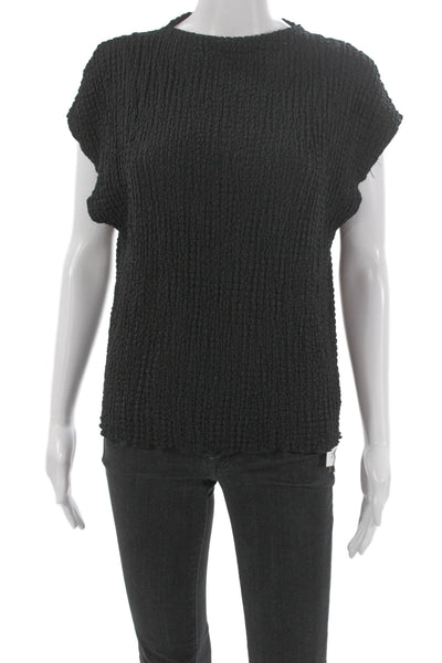 Zara Womens Basic Black Polyester Round Neck Short Sleeve Blouse Size M