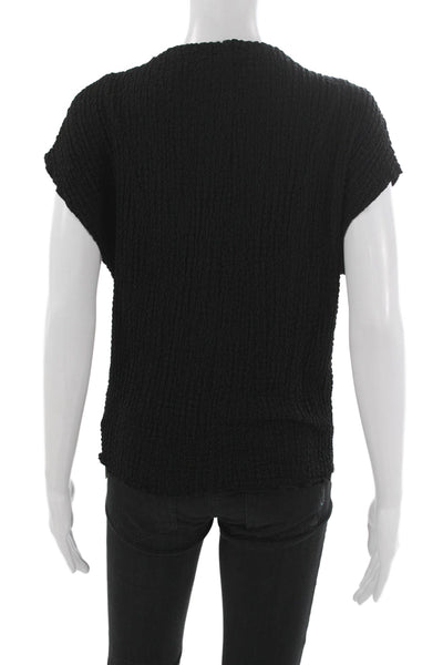 Zara Womens Basic Black Polyester Round Neck Short Sleeve Blouse Size M