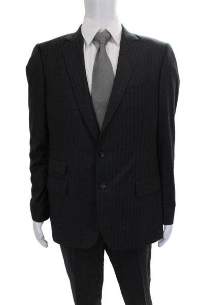 Klein Epstein & Parker Mens 2 Piece Gray Wool Striped Suit Size 40