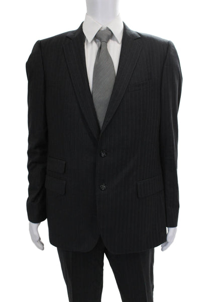 Klein Epstein & Parker Mens 2 Piece Gray Wool Striped Suit Size 40