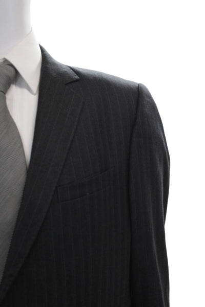 Klein Epstein & Parker Mens 2 Piece Gray Wool Striped Suit Size 40