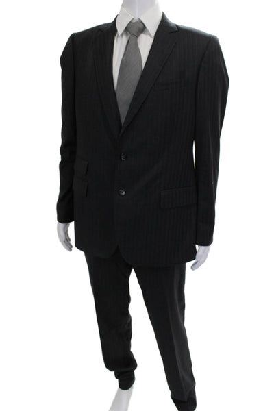 Klein Epstein & Parker Mens 2 Piece Gray Wool Striped Suit Size 40