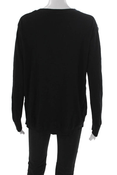 Ted Baker London Women Black Floral Cotton Crewneck Pullover Long Sleeve Size 4