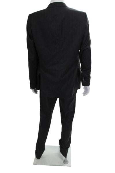 Klein Epstein & Parker Mens 2 Piece Gray Wool Striped Suit Size 40