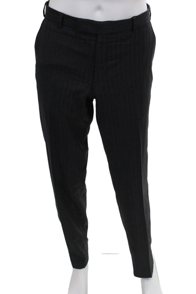 Klein Epstein & Parker Mens 2 Piece Gray Wool Striped Suit Size 40