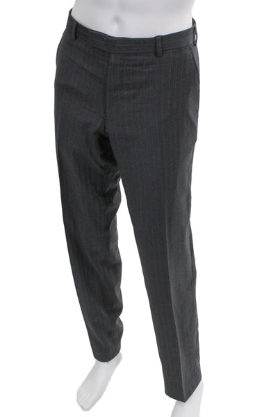 Klein Epstein & Parker Mens 2 Piece Gray Wool Striped Suit Size 40