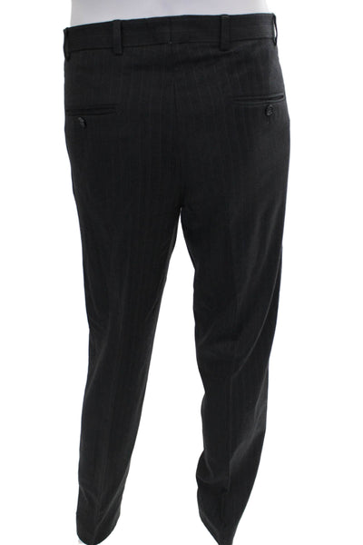 Klein Epstein & Parker Mens 2 Piece Gray Wool Striped Suit Size 40