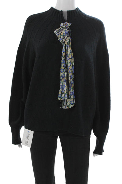 Anthropologie Womens Black Wool High Neck Pullover Sweater Long Sleeve Size L