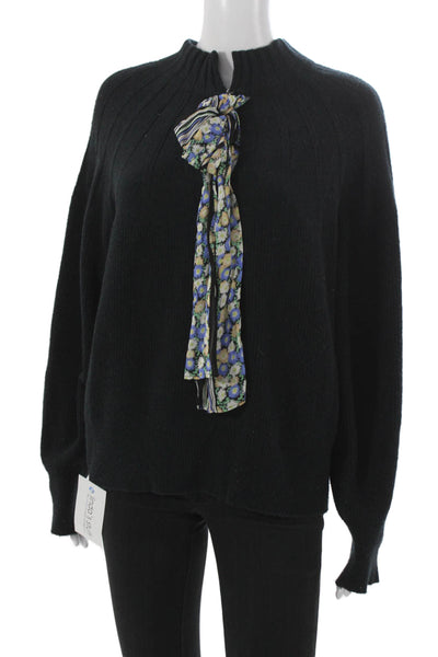 Anthropologie Womens Black Wool High Neck Pullover Sweater Long Sleeve Size L