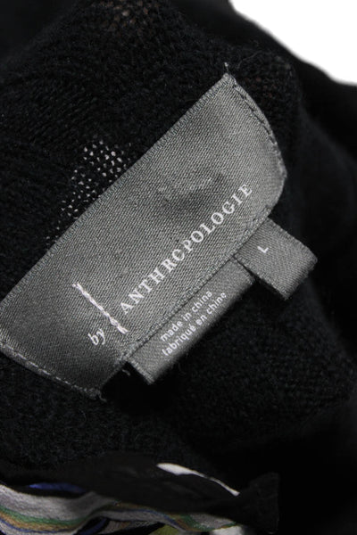 Anthropologie Womens Black Wool High Neck Pullover Sweater Long Sleeve Size L