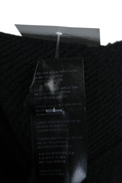Anthropologie Womens Black Wool High Neck Pullover Sweater Long Sleeve Size L