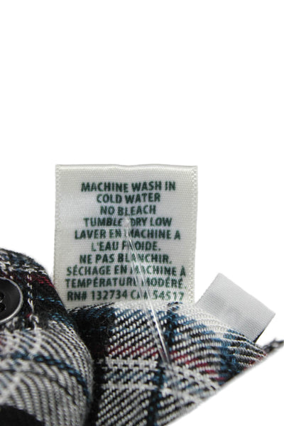 Bella Dahl Women Plaid Rayon Boat Neck Button Long Sleeve Basic Blouse Size M