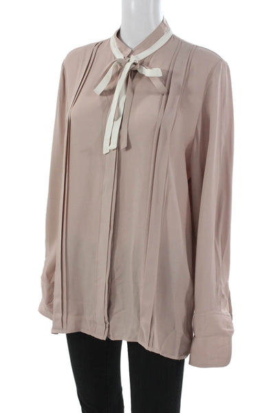 Reiss Women Tunic Blouse Collared Long Sleeve Beige Viscose Size 10