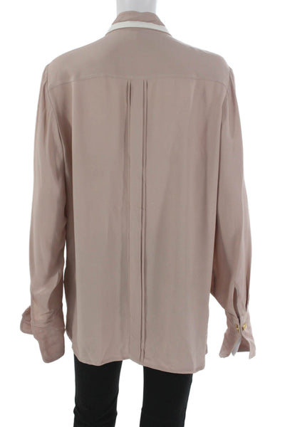 Reiss Women Tunic Blouse Collared Long Sleeve Beige Viscose Size 10