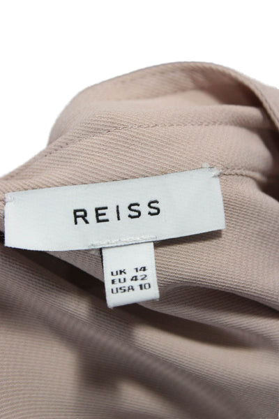 Reiss Women Tunic Blouse Collared Long Sleeve Beige Viscose Size 10