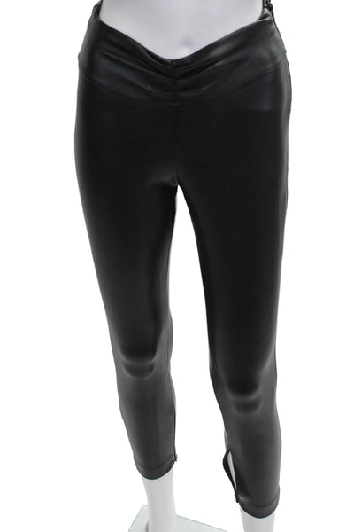 Zara Women Ankle Leggings Faux Leather Black Size XS