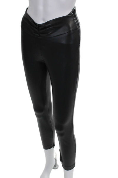 Zara Women Ankle Leggings Faux Leather Black Size XS