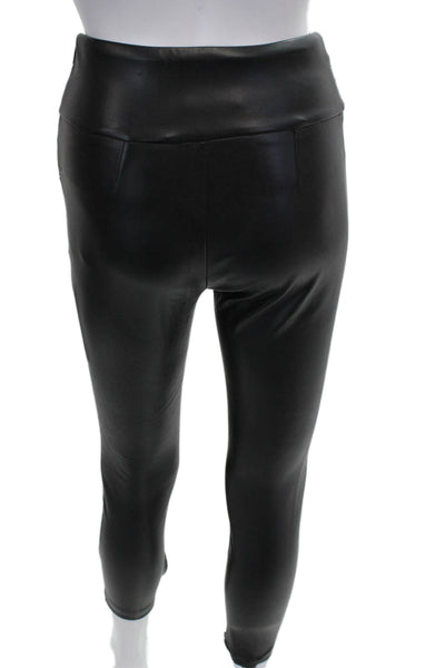 Zara Women Ankle Leggings Faux Leather Black Size XS
