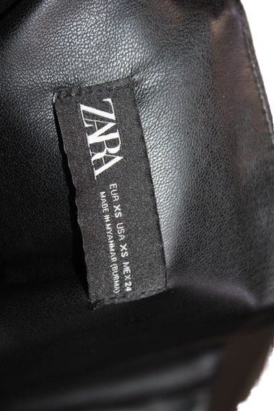 Zara Women Ankle Leggings Faux Leather Black Size XS