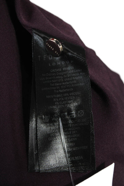 Ted Baker London Womens Purple Viscose Mock Neck Short Sleeve Blouse Size 2